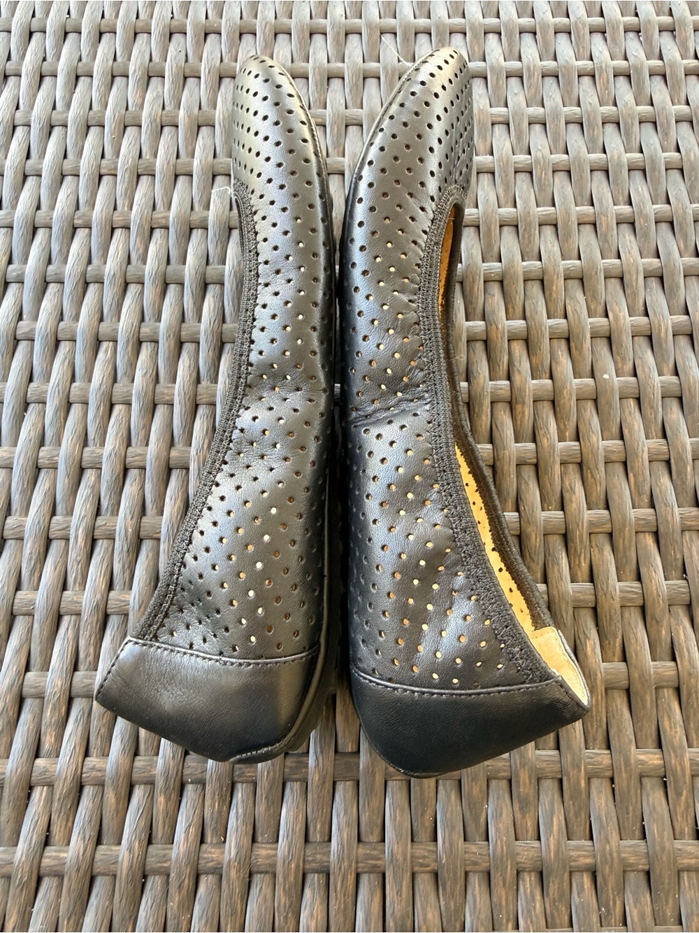 Adam Tucker Black Perforated Ballet Flats - Picture 11 of 15